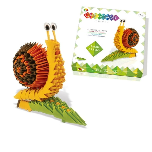 Creagami Snail on the Leaf Origami Set - A Colorful 3D Modular Paper Sculpture Kit with 293 Pieces for Ages 7 - Adult