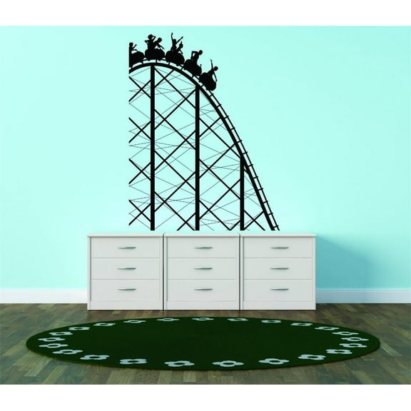 Roller Coaster Theme Park Girls Love Beautiful Crown Prince Unicorns Royalty Sweet Dreams Decorating Holiday Gift Ideas Girl Boy Bedroom Wall Decal Sticker - Size: 17 Inch x 20 Inch
