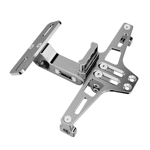 Amdohai Support de Plaque d'Immatriculation de Moto avec Lumières DEL Support de Plaque d'Immatriculation Alliage d'Aluminium Universel Argent