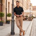 thumbnail image 5 of Men's Polo Shirt Short Sleeve Collared Button Placket Classic Fit Lightweight Casual Golf Polo Shirt, 5 of 7
