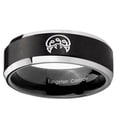 thumbnail image 2 of Tungsten Metroid 8mm Black 2 Tone Beveled Edges Men's Ring, 2 of 2