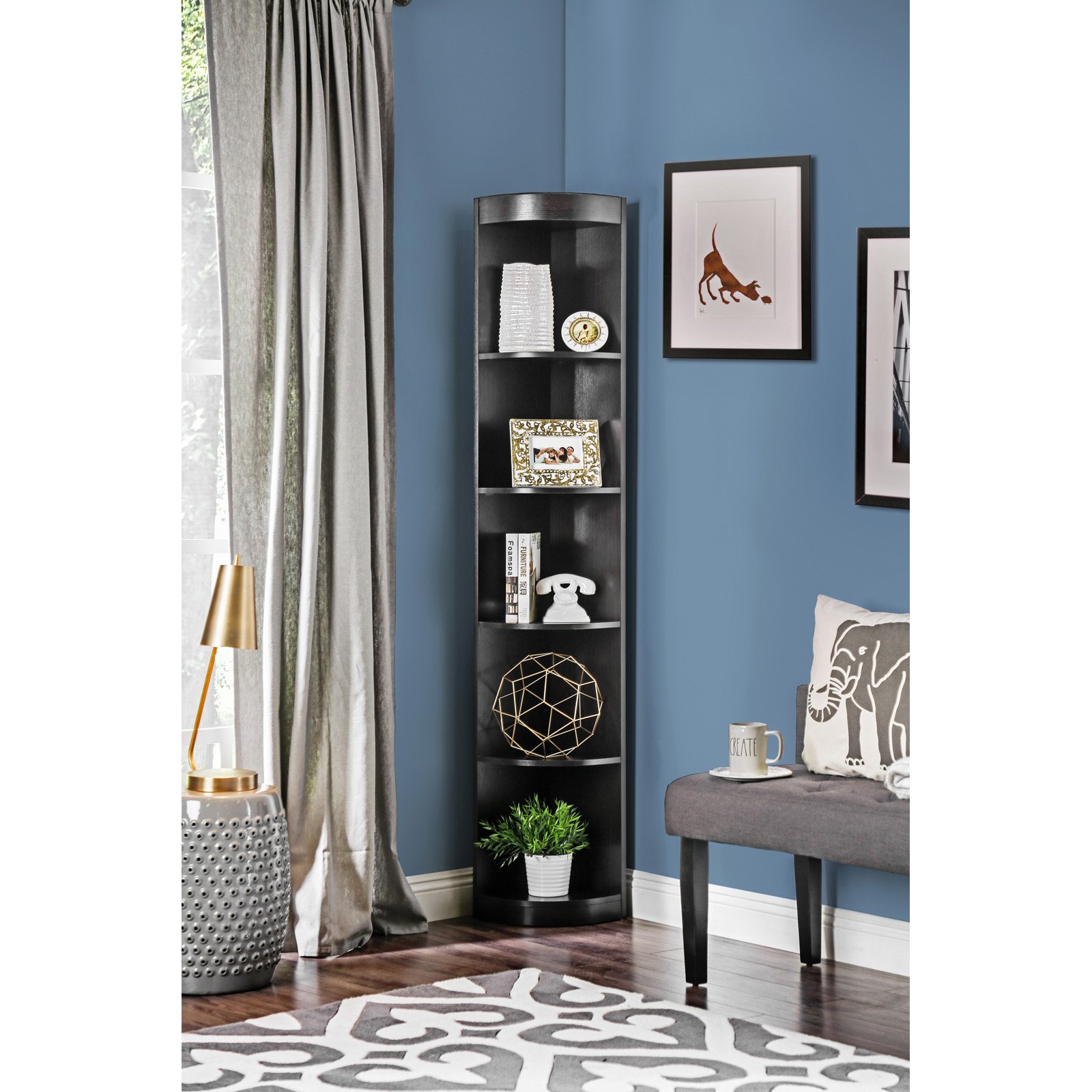 Furniture of America Corner 5shelf Display Stand/Bookshelf