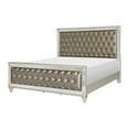 thumbnail image 3 of Juhi Queen Size Bed- Button Tufted Gray Faux Leather- Crystals Trim- Wood, 3 of 6