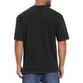 thumbnail image 3 of INSPIRE CHIC Men's Retro Distressed Crew Neck Short Sleeve Solid T-Shirts M Black, 3 of 5