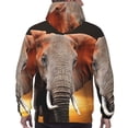 thumbnail image 7 of Balery Elephant Sunset in Kenya Pattern Mens Hoodie Kangaroo Pocket Hoodie Pullover Hooded Sweatshirt Ideal for Daily Wear Travel and Home-X-Large, 7 of 7