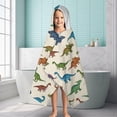 thumbnail image 6 of Beige Colorful Dinosaurs Pattern Hooded Bath Towel，60"x35" for Ages 3 To 12 Kids, Quick Dry Lightweight Soft Microfiber Hood Beach Towel Cover Up for Kids, 6 of 7