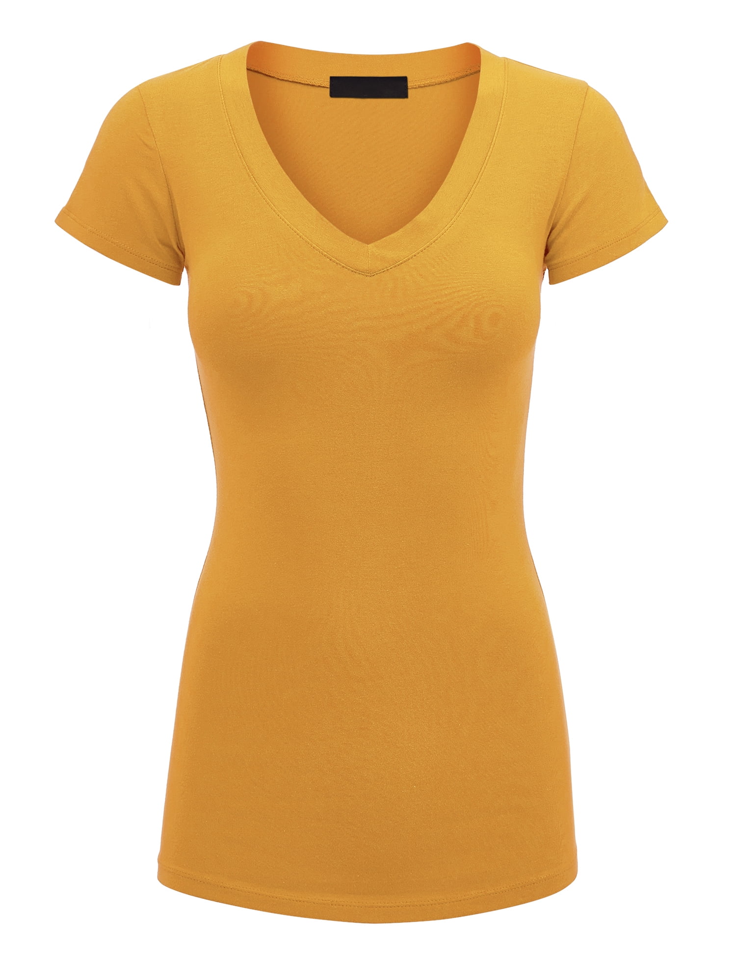 Made by Johnny Women's Basic Fitted Short Sleeve V-Neck T