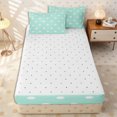 thumbnail image 4 of Erosebridal Fresh Mint Dot Tile Zipper Full Size Comforter Sets with Fitted Sheet and 2 Pillowcases,Small Scattered Circle Pillowcase Zipper Bedding Set,Turquoise White,4pcs,Reversible, 4 of 6