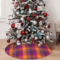 thumbnail image 5 of Lsque Purple Yellow Buffalo Plaid Print Christmas Tree Skirt, Tree Skirt with Ties or Velcro, Perfect for Holiday Decorations, Halloween, and New Year-48", 5 of 7