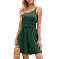 thumbnail image 1 of VISgogo Mono sin mangas para mujer con un hombro, piernas sueltas sólidas Decoración plisada Ropa de verano VISgogo  moda, 1 of 4