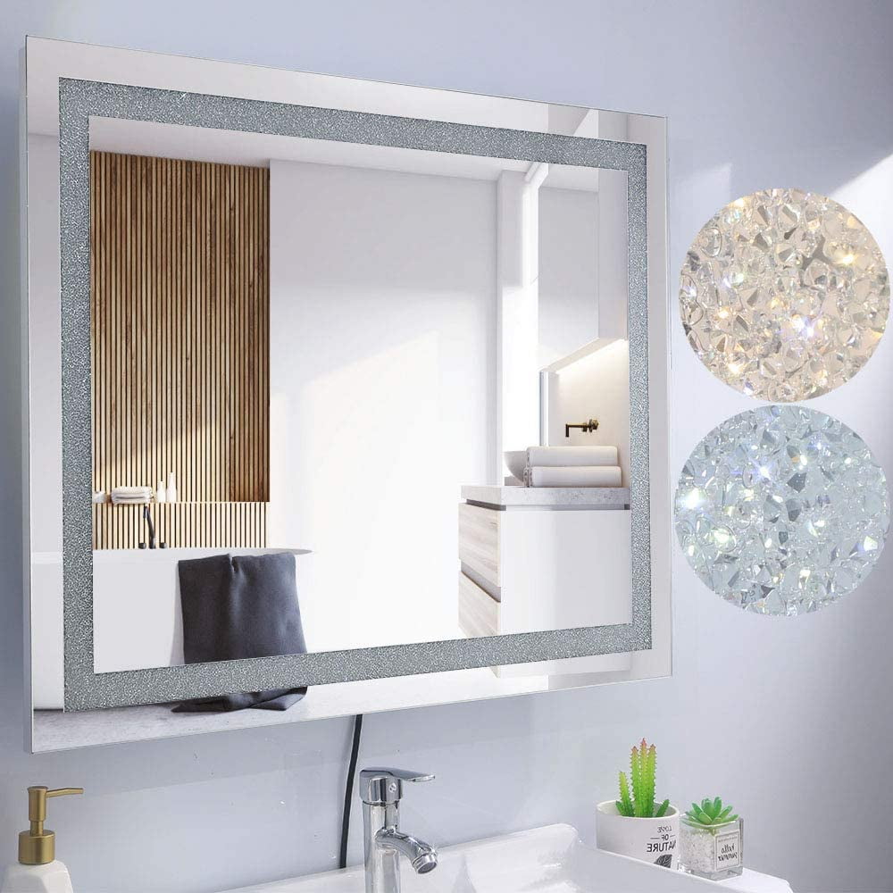 Bathroom Accessories Home Chende 36 x 24 Crystal LED Bathroom Mirror