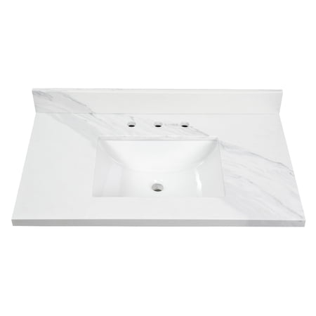 Kingston Brass KVPB3722W38CL Mayorca 37-Inch Quartz Vanity Top (8" Faucet Drillings) in Quartz White