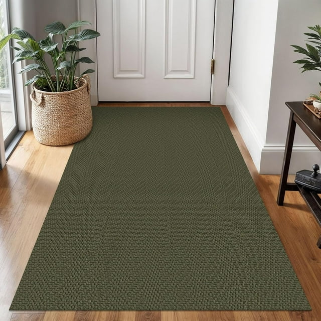 Braided Area Rug x Ft Washable Rugs for Entryway Throw Rugs Rubber Backed Boho Door Mat Indoor Entrance Cotton Kitchen Rugs Woven Front Door Rug for Foyer Living Room Tan/