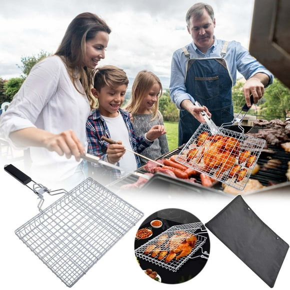 Limited Time Stainless Steel Folding Grill Net Clip Grill Net Detachable Barbecue Grill Thickened Bbq Grill Basket 2025 New