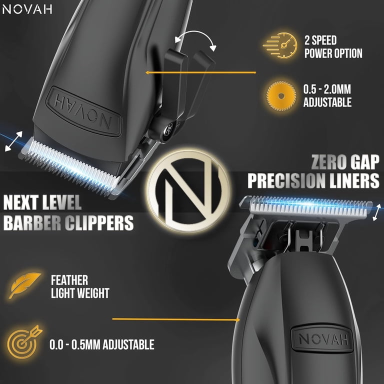NOVAH Grooming Cordless Hair Clippers, 18-Piece Trimming Kit, LED