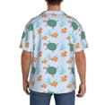 thumbnail image 3 of Uemuo Turtles And Goldfish Pattern Cotton Linen Short Sleeve Shirts,Casual Lightweight Button Down Shirts,Vacation Beach Summer Tops-Medium, 3 of 7