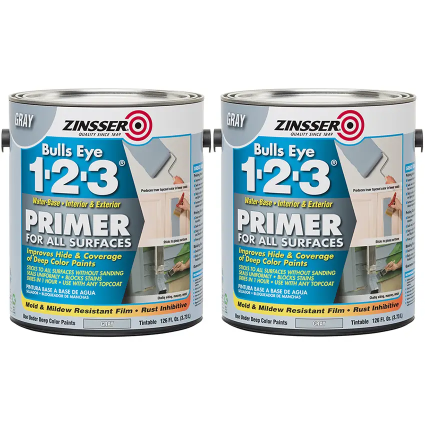 2 Pack of 1 Gal Zinsser 285085 Gray Bulls Eye 123 WaterBased Stain Blocking Primer/Sealer