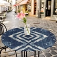 thumbnail image 6 of Navy Blue Round Tablecloth for 36-44 Inch Tables,Fitted Table Cover with Elastic Edge,Vintage Tribal Abstract Geometric Tie Dye Art Waterproof Outdoor Table Cloth Protector for Patio Garden Dinner, 6 of 9