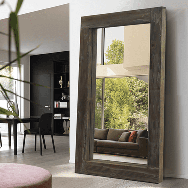 Full Mirror Full Length Mirror Floor Mirror Modern Brown Rectangle Wood Frame Mirror,71x32