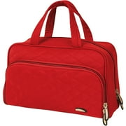 Ladies Toiletry Kit, Quilted Microfiber, Red