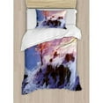 thumbnail image 3 of Fantasy Art House Decor King Size Duvet Cover Set, Magical Landscape with Showing Bare Tree in Winter Valley with Snow, Decorative 3 Piece Bedding Set with 2 Pillow Shams, Multi, by Ambesonne, 3 of 3