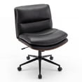 thumbnail image 1 of Gymax Armless Office Chair w/Wheels Curved Backrest Padded Seat Smooth Faux Leather Black, 1 of 6