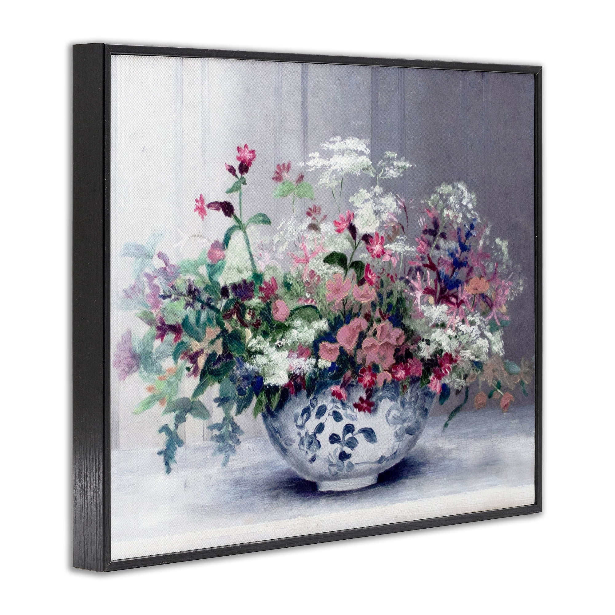 Painterly Elegant Blooms Vase Black Framed Giclee Art, design by Lettered and Lined