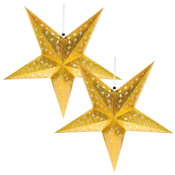 2pcs Christmas Pentagram Lampshade 3d Paper Five Point Star Ceiling Lampshade