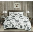 thumbnail image 2 of Chezmoi Collection Evans 3-Piece Southwestern Cabin Lodge Comforter Set, White Black Gray Grizzly Bear Wolves Moose Pine Tree Mountain Printed Microfiber Bedding, Queen, 2 of 7