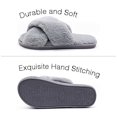 thumbnail image 4 of U-slide Women’s Cross Band Soft Plush Fluffy Furry Fleece House Indoor or Outdoor Ladies’ Slide Slippers, Gray, 11-12, 4 of 10