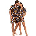 thumbnail image 4 of Matching Halloween Pajamas for Couples 2 Piece Short Sleeve Button Down Pjs Soft Breathable Sleepwear Loungewear for Women Men Pumpkin Ghost Bat Web Print White M, 4 of 6