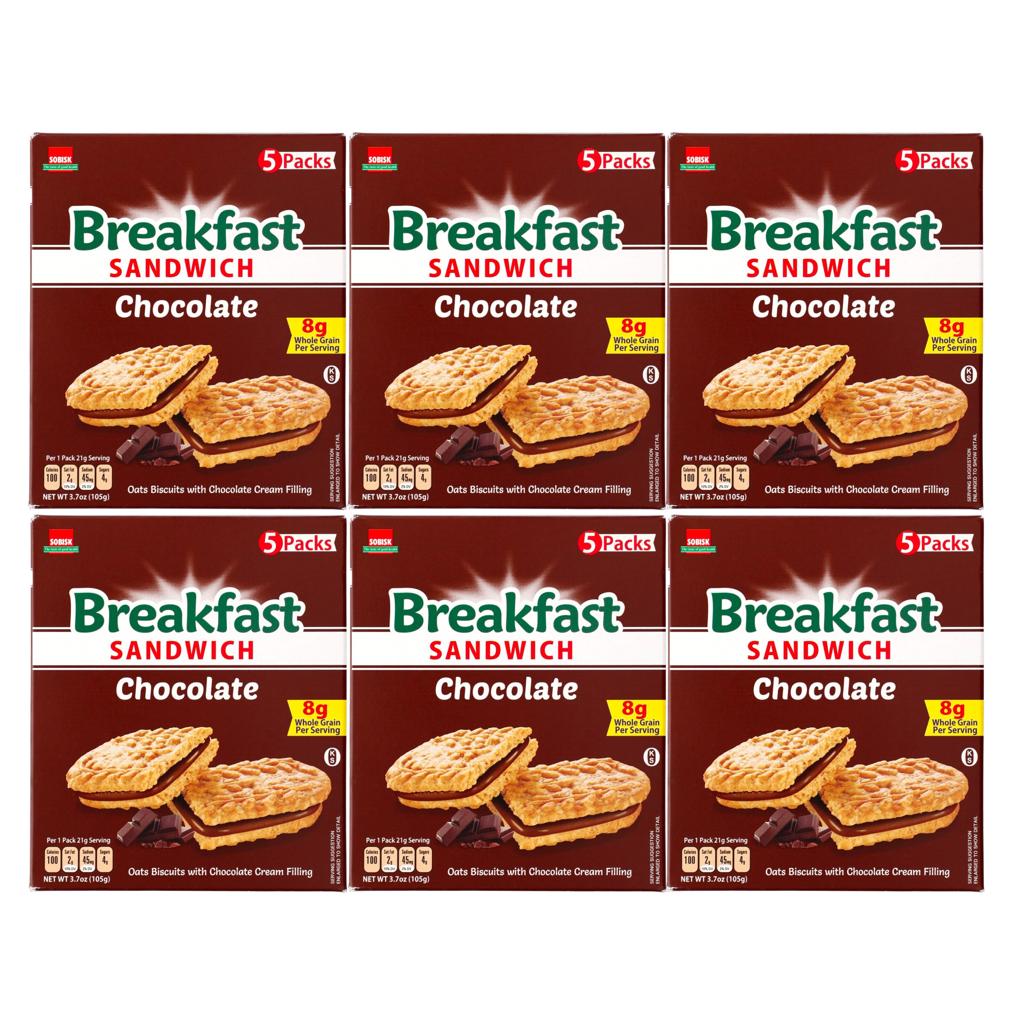 Sobisk Chocolate Breakfast Sandwich Cookies (5.3 oz., Pack of 6