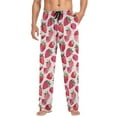 thumbnail image 4 of Watercolor Pink Strawberry Mens Pajama Pant Sleep and Lounge Bottons with Pockets, 4 of 7
