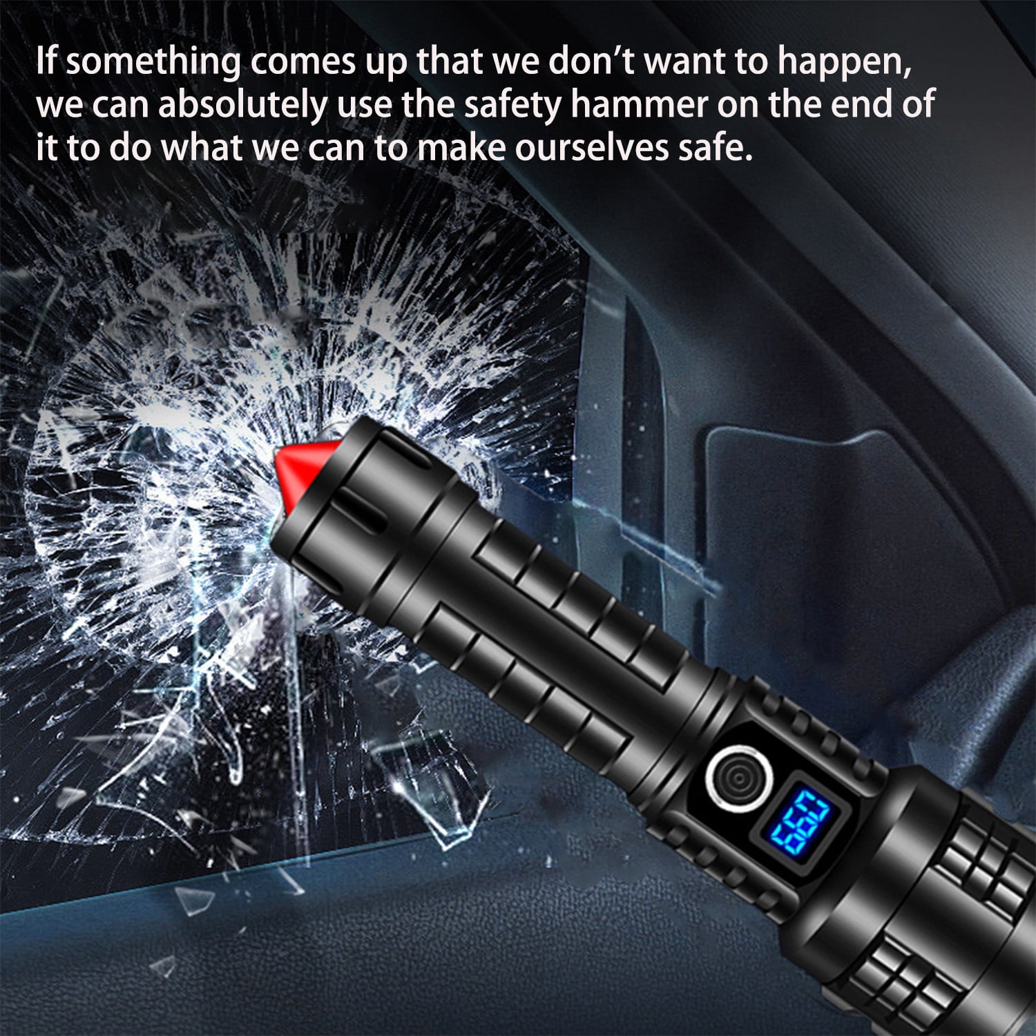 Rechargeable Flashlights High Lumens 990000 Lumens Laser Tactical Flashlights , 5 Modes Powerful Handheld Hunting Flashlight for Emergency Hiking Battle（Carry a safety hammer）