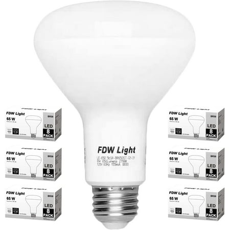 

8 Pack 65W LED Light Bulb Equivalent SlimStyle BR30 Soft White 2700K