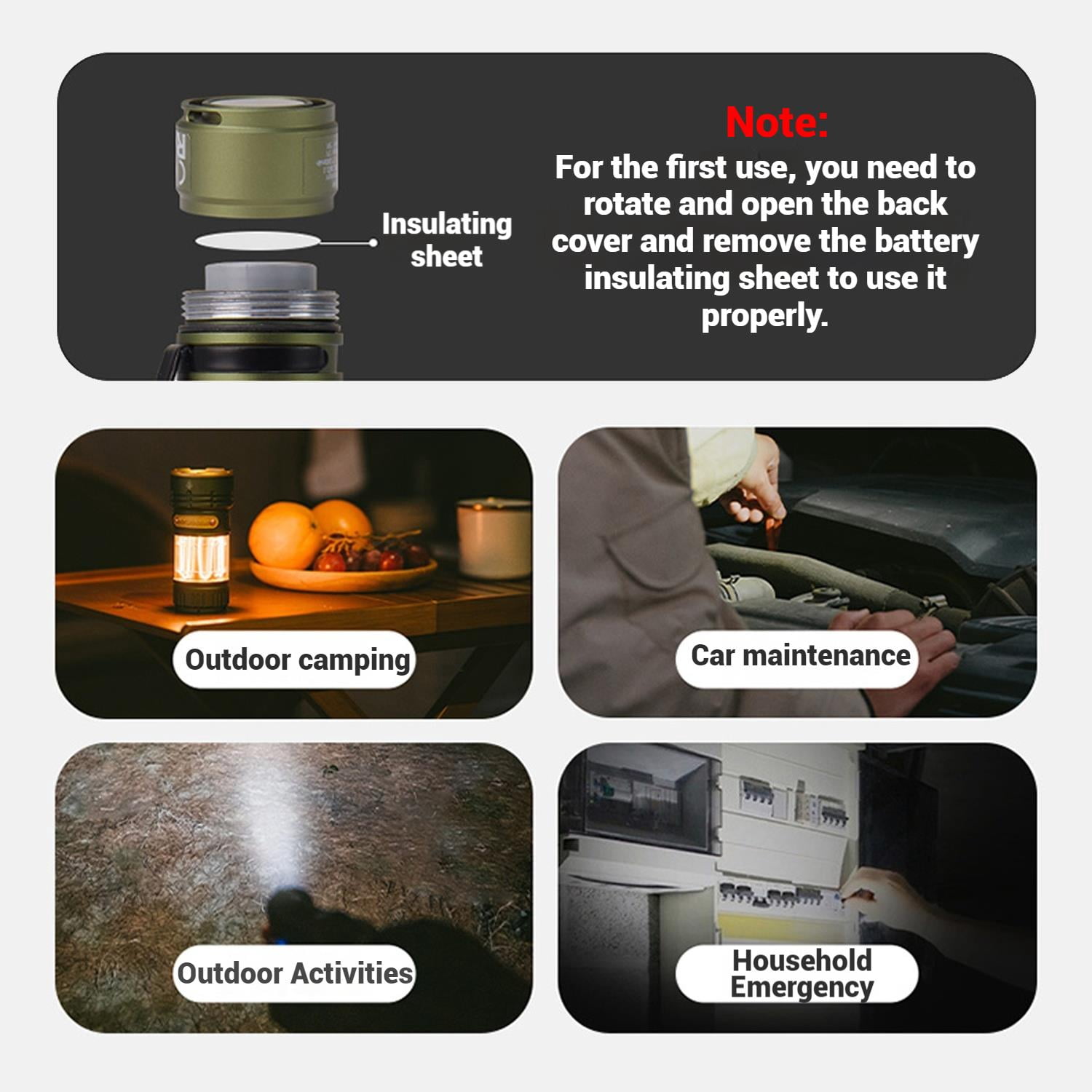 Naturehike，USB Rechargeable Outdoor Flashlight, High Lumen Flashlight, Tactical Emergency Flashlight, Long Battery Life LED Flashlight, Three light modes, IP44 Waterproof