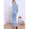 thumbnail image 3 of DARING DIVA Women's Notched Lapel Long Sleeve Button Up Denim Blazer XS Light Blue, 3 of 6