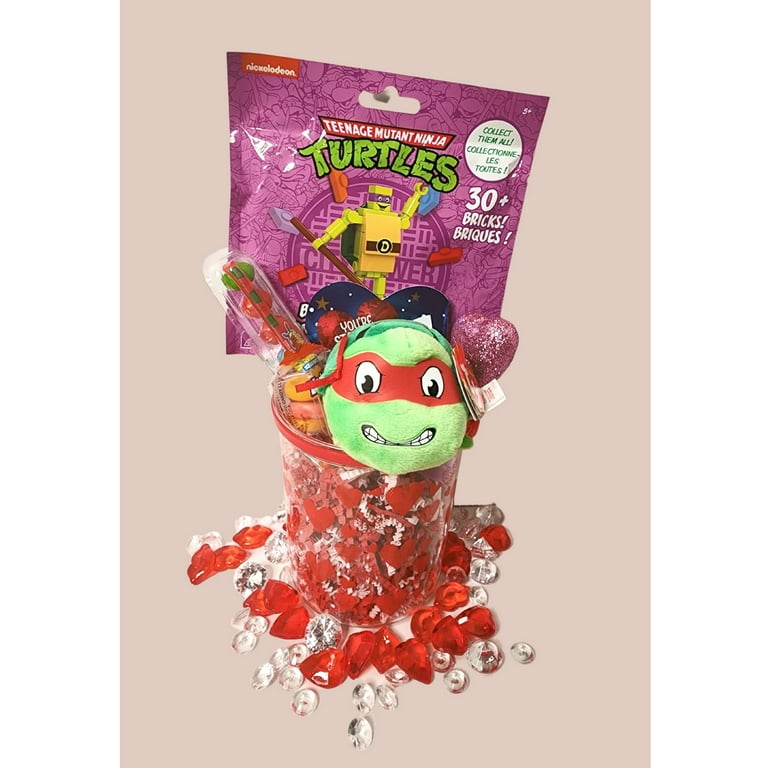 Raphael Teenage Mutant Ninja Turtle Happy Valentine's Valentine Valentines  Gift Basket Plush Stuffed Toy Candies & Reusable Toy Bucket Kids Boys  Birthday Easter Spring Holiday Gifts (Contents Vary) 