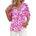 thumbnail image 5 of PRETTYGARDEN Womens Summer Boho Tops Vacation Outfits Casual Tie Front V Neck Peasant Blouses Puff Short Sleeve Shirts, 5 of 7