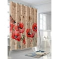 thumbnail image 3 of Retro Red Shower Curtain, Poppy Plant Flower Butterfly Pattern Waterproof Shower Curtain Set with 12 Hooks Lightweight Washable Fabric Shower Curtains for Bathroom 72x78 Inches, 3 of 6