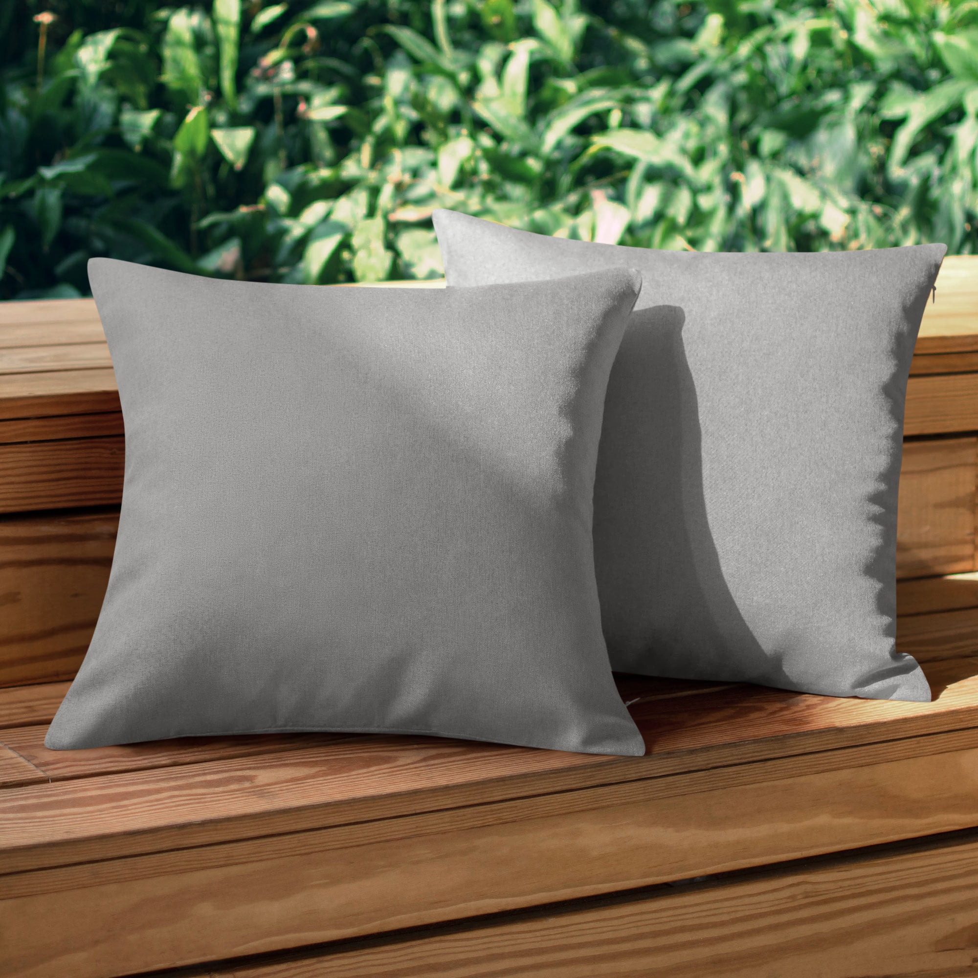 Unique Bargains 2-Pack Solid Waterproof Decorative Throw Pillow Covers Gray 18" x 18"