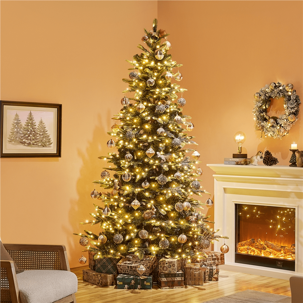 Alden Design 7.5Ft Pre-lit Artificial Christmas Tree with 550 LED Lights, Green