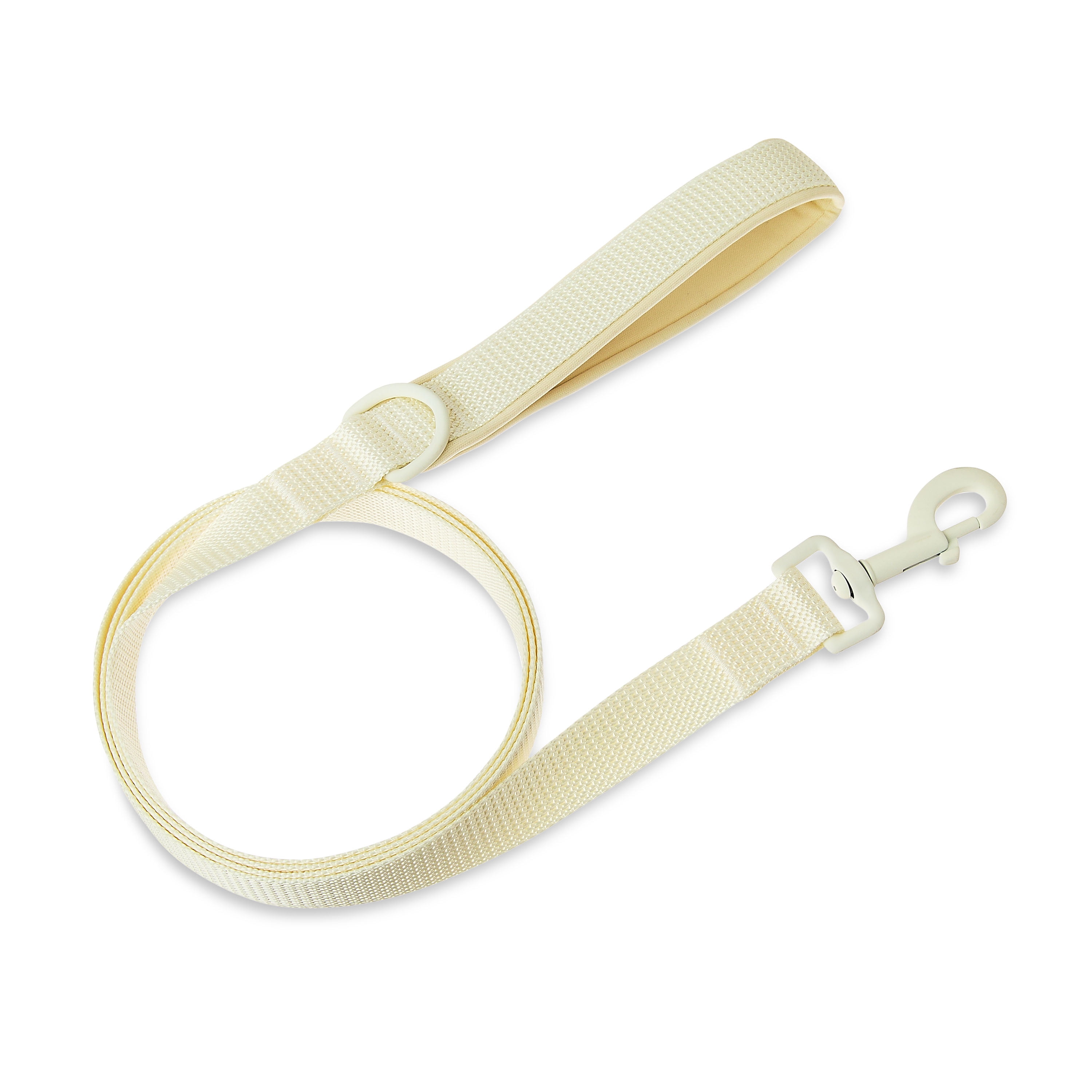 Vibrant Life Neoprene Cushioned Adjustable Dog Collar Large and 6ft Leash, Cream, Collar Large