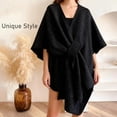 thumbnail image 3 of The Fleece Drape Shawl, Women Fall Winter Elegant Knitted Shawl Wrap, Soft Open Front Poncho Sweater with Loop, 3 of 9