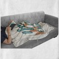 thumbnail image 6 of Explore Soft Flannel Fleece Blanket, Hand Lettering Words on Traveling with Mountain and Forest Silhouette, Cozy Plush for Indoor and Outdoor Use, 60" x 80", Teal Beige Burnt Orange, by Ambesonne, 6 of 6