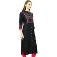 thumbnail image 1 of Phagun Kurta Tunique Droite en Rayonne pour Femmes, Kurti à devant Ouvert, Col Mandarin, Haut Indien, 1 of 1