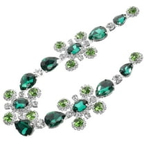 Clispeed Rhinestone Appliques Crystal Decorative DIY Wedding Sash Belt Women Green 1Set