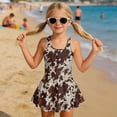 thumbnail image 4 of COEQINE Cute Swim Dress for Girls, One Piece Swimsuit with Flowy Skirt & Built-in Liner, Scoop Neck & Fixed Straps in V-Back Swimwear for Beach Pool, Ages 8-9, Brown Cow Print, 4 of 8