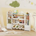thumbnail image 2 of Costway 4-Tier Large Storage Cabinet with 6 Cubbies & 8 Removable Bins Bookshelf White, 2 of 10