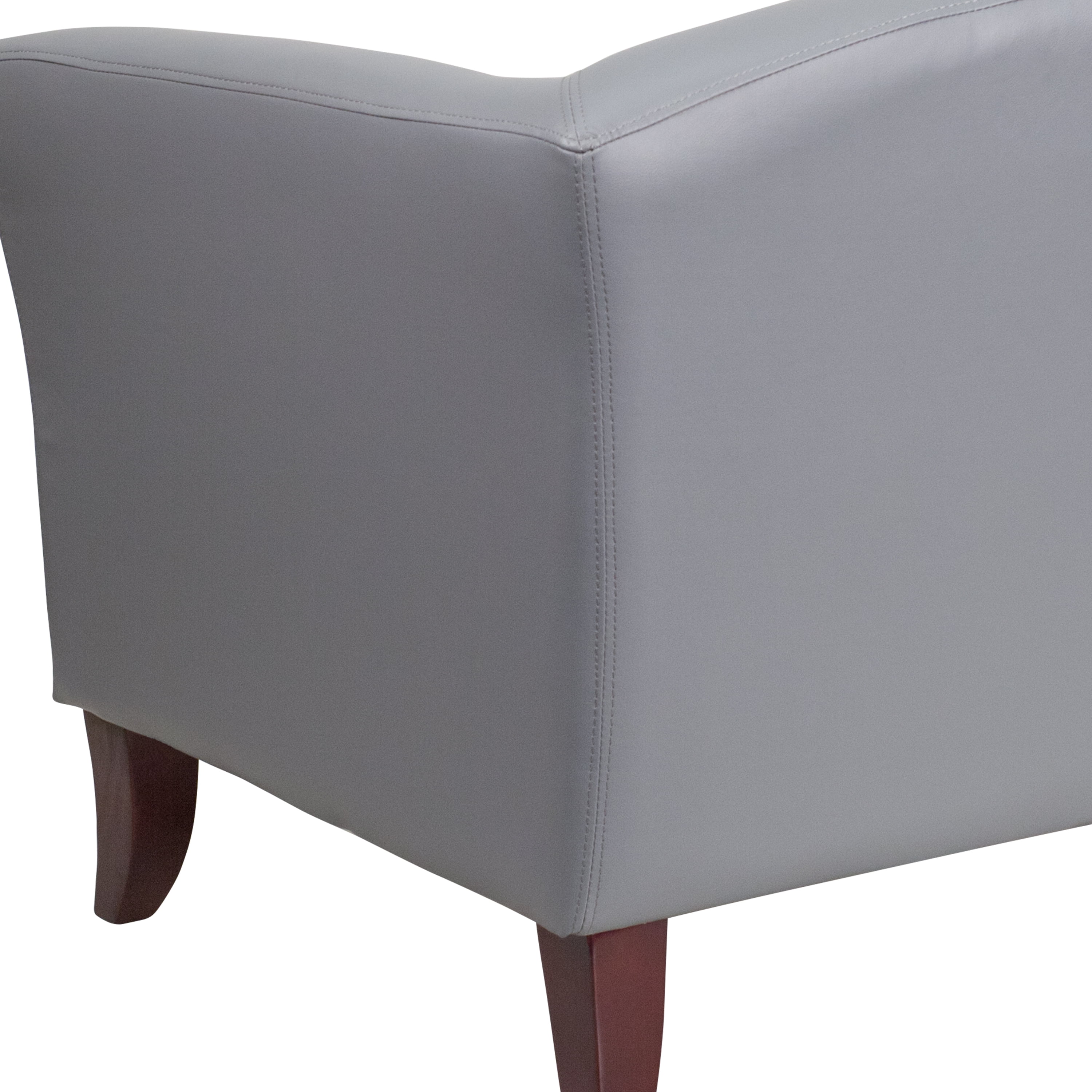 Emma + Oliver Gray LeatherSoft Loveseat with Cherry Wood Feet